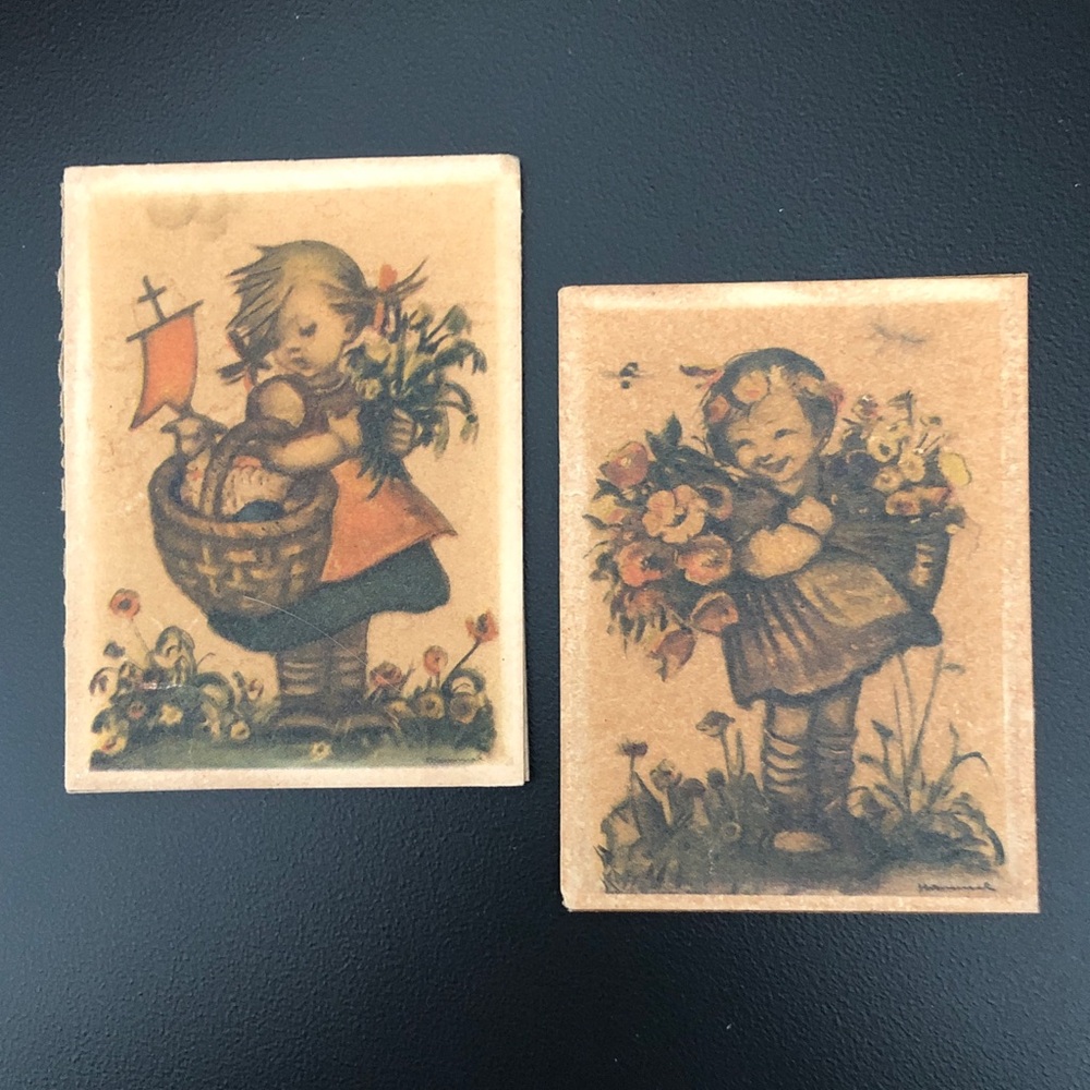 HUMMEL Vintage Signed Miniature Art Prints Set of Two